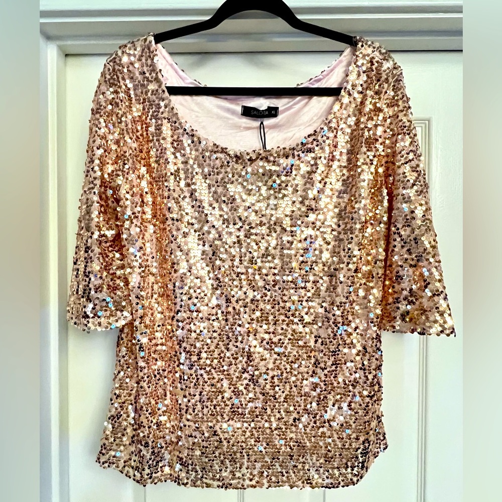 Rose gold sequin top